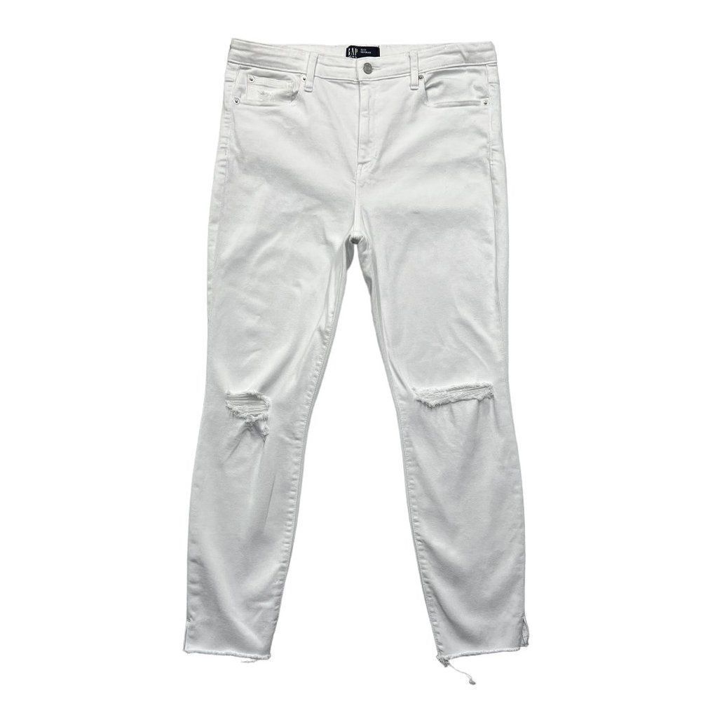 Gap Jeans‎ Women's Size 12 White Distressed High Rise Denim Jeggings